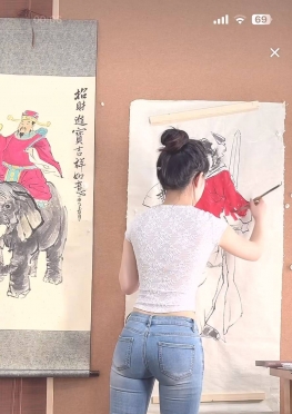 75301-75303爱画画的蓝色牛仔裤小姐姐视频